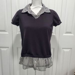 George Layered Look Black Blouse, Size L